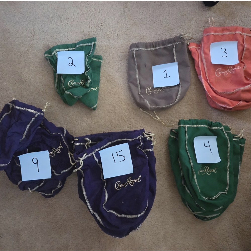 Crown Royal Drawstring Bags Set of 34